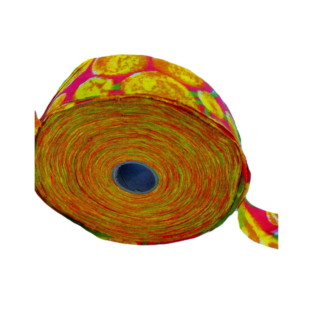 Vtg Orange Coral Retro Psychedelic Double Sided Ribbon Roll Mod Woven Craft Trim - Picture 5 of 6